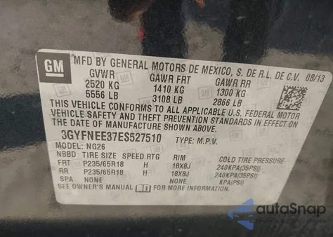 2014 Cadillac Srx Luxury Collection z USA, uszkodzony, nr VIN 3GYFNEE37ES527510